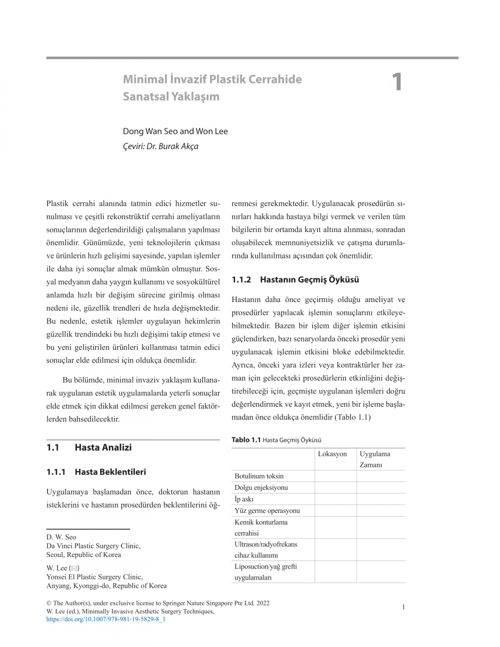 Minimal İnvaziv Estetik Cerrahi Teknikleri